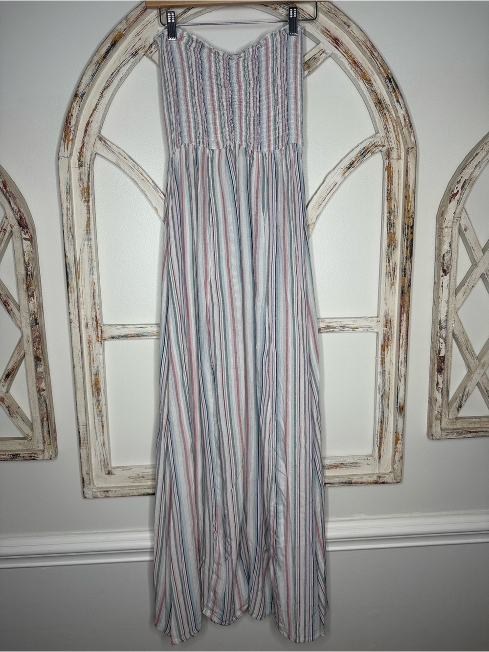 NWT Elan Striped Smocked Strapless Maxi Dress/Cover-Up - Size Medium